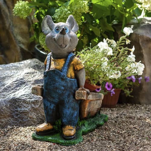 Купить Фигура садовая Крыс с тачанкой 57х31х62 см по низкой цене