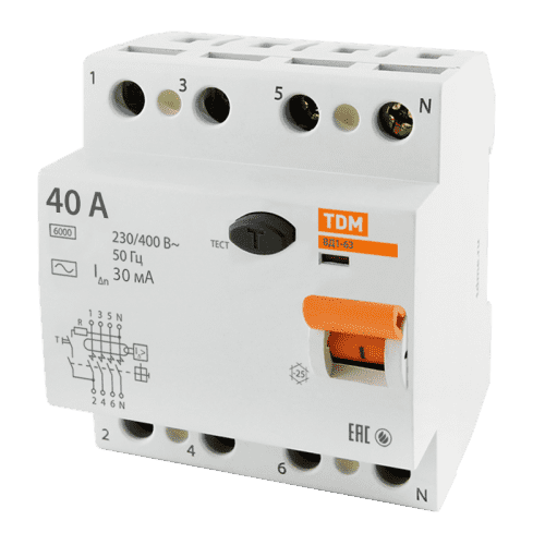 Купить Устройство защитного отключения TDM electric ВД1-63 40 А 30 мА 4П по низкой цене