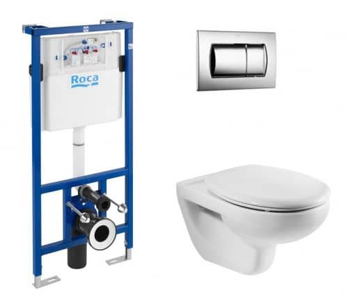 Купить Комплект Roca Mateo с подвесным унитазом, сиденьем-крышкой и бачком 893100010 по низкой цене