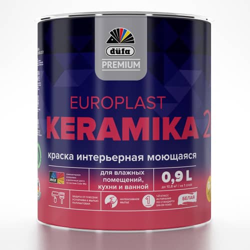 Купить Краска интерьерная dufa PREMIUM Europlast Keramika 20 белая 0,9 л база 1 по низкой цене