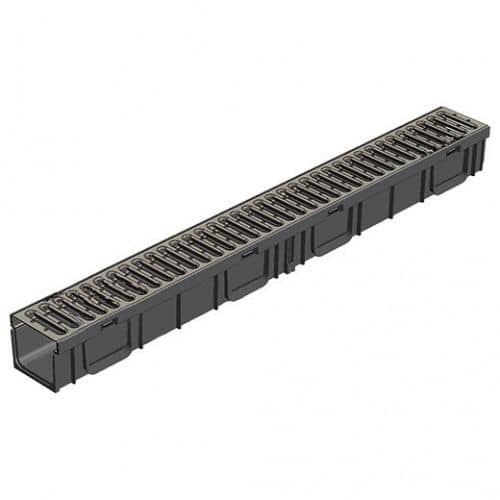 Купить Лоток Gidrolica Light 0806 водоотводный пластиковый со стальной решеткой класса A по низкой цене