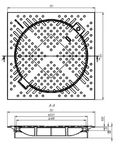 Купить Люк Standartpark Л-60.75.10-ВЧ квадратный чугунный с запорным устройством по низкой цене
