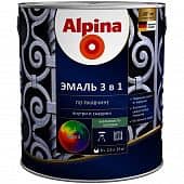 Купить Эмаль Alpina 3 в 1 База 3 по ржавчине шелковисто-матовая 2,5 л по низкой цене