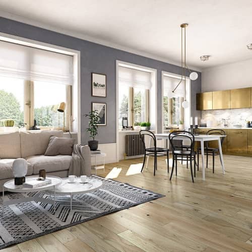 Купить Паркетная доска Barlinek Medio Дуб Mont Blanc однополосная лак по низкой цене