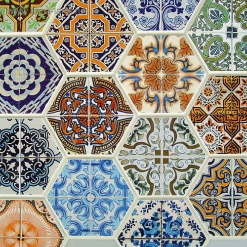 Панель ПВХ Мелон пласт Граненый шестигранник Пэчворк 0.973х0.492 м