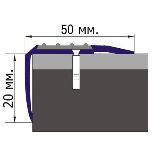 Купить Профиль Евроступень АУ-50 противоскользящий алюминиевый серый 50х20х2500 мм по низкой цене