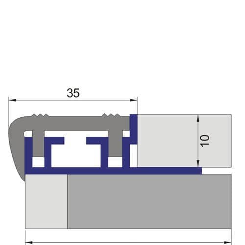 Купить Профиль Евроступень Z противоскользящий алюминиевый Серый 35х12x2500 мм по низкой цене