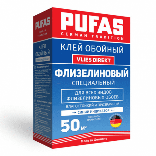 Купить Клей Pufas Vlies Kleber Флизелиновый обойный специальный с индикатором 325 г по низкой цене