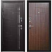 Купить Дверь Промет С4 Камелот входная металлическая левая снаружи металл Черный муар внутри МДФ Орех темный 2066х980 мм по низкой цене