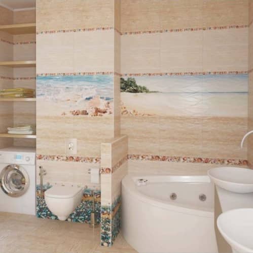 Купить Панно Уралкерамика PWU09RVR4 Ривьера керамическое 2 плитки 500х498 мм по низкой цене