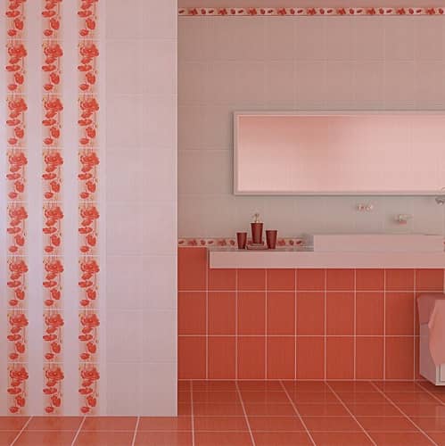 Купить Бордюр НЗКМ Альба Маки керамический алый 200х57 мм по низкой цене