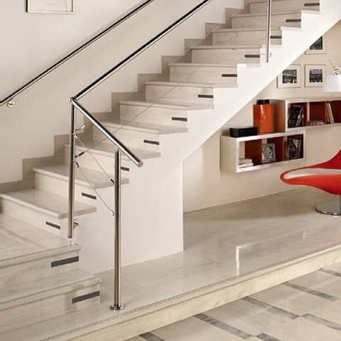 Купить Ступень Venatto Pulido Peldano Blanco Perla фронтальная из керамогранита глянцевая 1200х320 мм по низкой цене