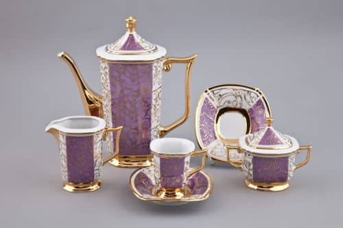 Купить Сервиз Rudolf Kämpf Empire мокко кофейный, фиолетовый, с позолотой, на 6 персон по низкой цене