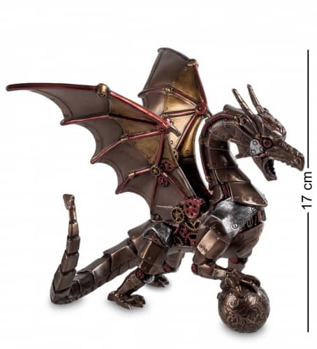 Купить Статуэтка Veronese Дракон с шаром в стиле стимпанк по низкой цене
