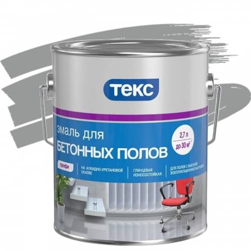 Купить Эмаль Текс Профи для бетонных полов серая 2,7 л по низкой цене