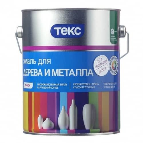 Купить Эмаль Текс Профи для дерева и металла база А полуматовая 2,7 л по низкой цене