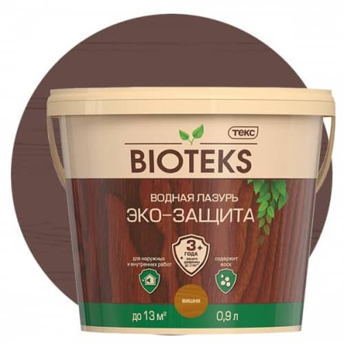 Купить Лазурь Текс Bioteks Эко-Защита водная вишня 0,9 л по низкой цене