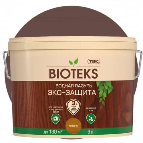 Купить Лазурь Текс Bioteks Эко-Защита водная вишня 9 л по низкой цене