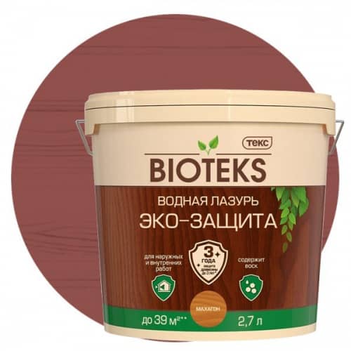 Купить Лазурь Текс Bioteks Эко-Защита водная махагон 2,7 л по низкой цене