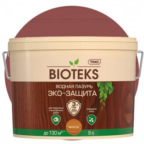 Купить Лазурь Текс Bioteks Эко-Защита водная махагон 9 л по низкой цене