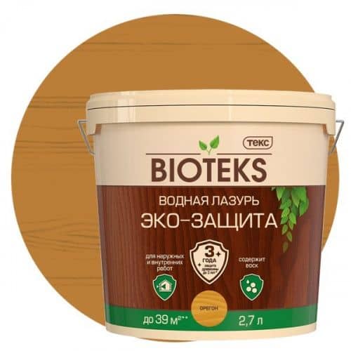 Купить Лазурь Текс Bioteks Эко-Защита водная орегон 2,7 л по низкой цене