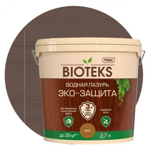 Купить Лазурь Текс Bioteks Эко-Защита водная орех 2,7 л по низкой цене