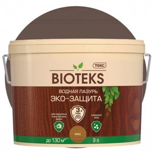 Купить Лазурь Текс Bioteks Эко-Защита водная орех 9 л по низкой цене