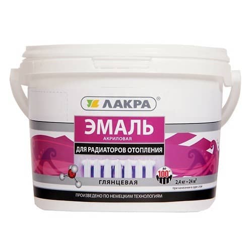 Купить Эмаль Лакра акриловая для радиаторов белая глянцевая 0,9 кг по низкой цене