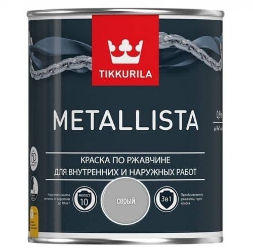 Купить Краска Tikkurila Metallista по ржавчине глянцевая серая 0,9 л по низкой цене