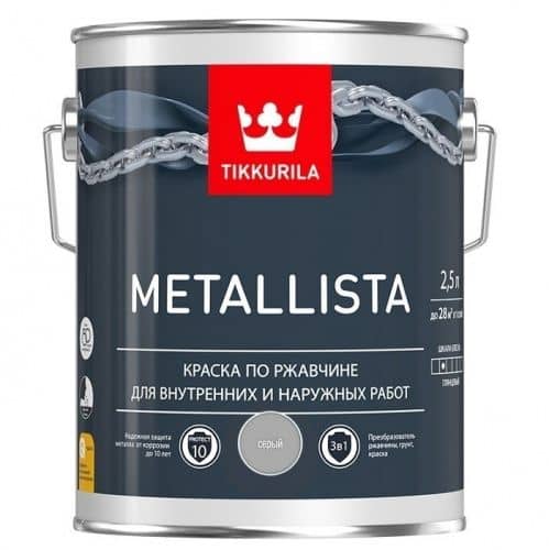Купить Краска Tikkurila Metallista по ржавчине глянцевая серая 2,5 л по низкой цене