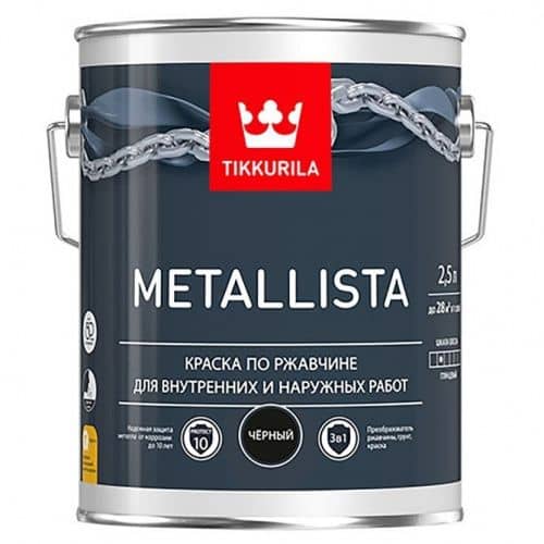 Купить Краска Tikkurila Metallista по ржавчине глянцевая черная 2,5 л по низкой цене