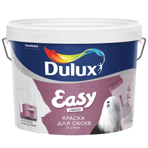 Купить Kраска Dulux Easy для обоев и стен база BС матовая 9 л по низкой цене