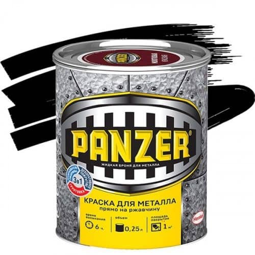 Купить Краска Panzer для металла гладкая черная 0,25 л по низкой цене