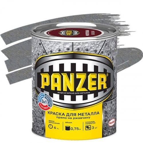 Купить Краска Panzer для металла молотковая серебристо-серая 0,75 л по низкой цене
