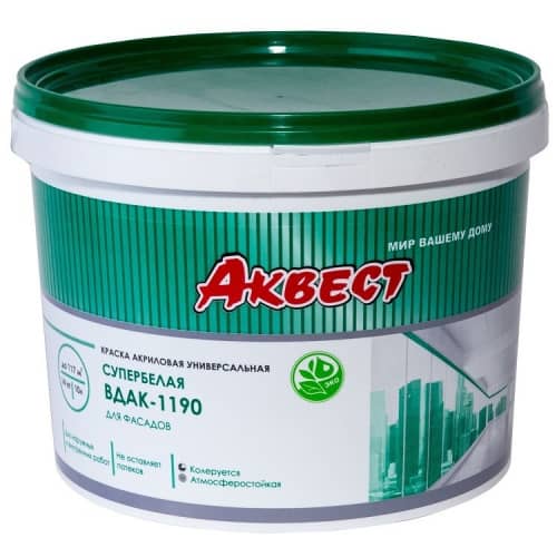 Купить Краска Аквест ВДАК-1190 фасадная супербелая 14 кг по низкой цене