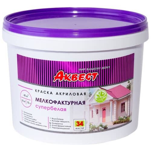 Купить Краска Аквест-34 акриловая мелкофактурная супербелая 18 кг по низкой цене