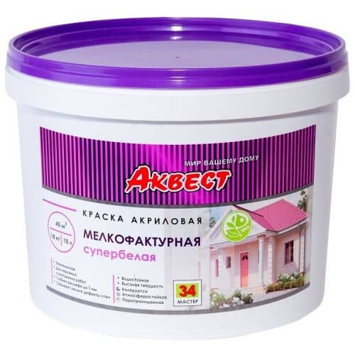 Купить Краска Аквест-34 акриловая мелкофактурная супербелая 9 кг по низкой цене