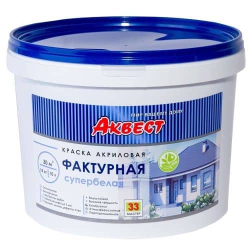 Купить Краска Аквест-33 акриловая фактурная супербелая 9 кг по низкой цене