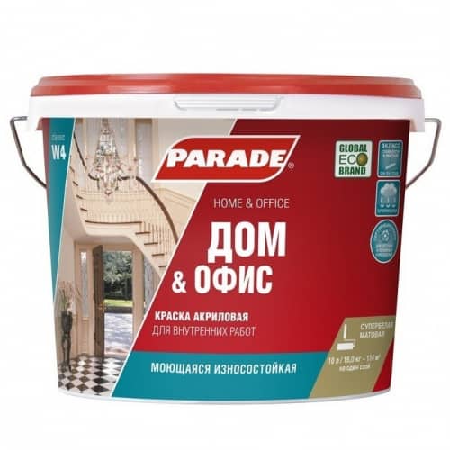 Купить Краска Parade Classic W4 Дом & Офис интерьерная белая акриловая 10 л по низкой цене