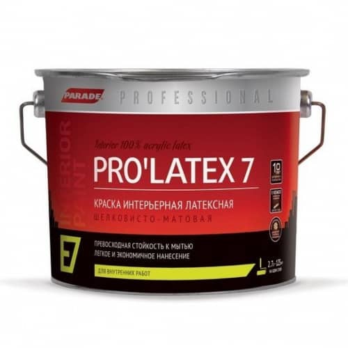 Купить Краска Parade Professional E7 Pro Latex7 латексная, интерьерная, шелковисто-матовая, основа А 2,7 л по низкой цене
