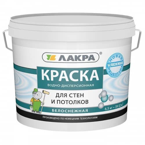Купить Краска Лакра акриловая для стен и потолков белоснежная 6,5 кг по низкой цене