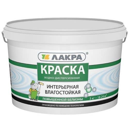 Купить Краска Лакра акриловая, интерьерная, влагостойкая, повышенной белизны белая 3 кг по низкой цене