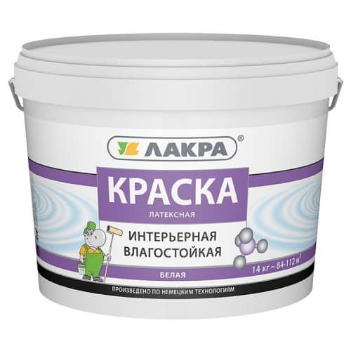 Купить Краска Лакра латексная, интерьерная, влагостойкая, белая 14 кг по низкой цене