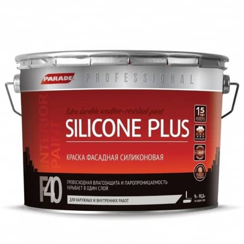 Купить Краска Parade Professional F40 Silicone Plus силиконовая фасадная основа А 9 л по низкой цене