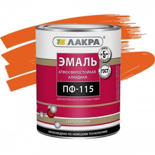 Купить Эмаль Лакра ПФ-115 оранжевая 1 кг по низкой цене