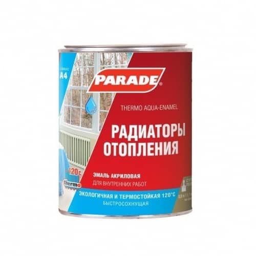 Купить Эмаль Parade Classic A4 Радиаторы отопления акриловая термостойкая полуматовая белая 0,9 л по низкой цене