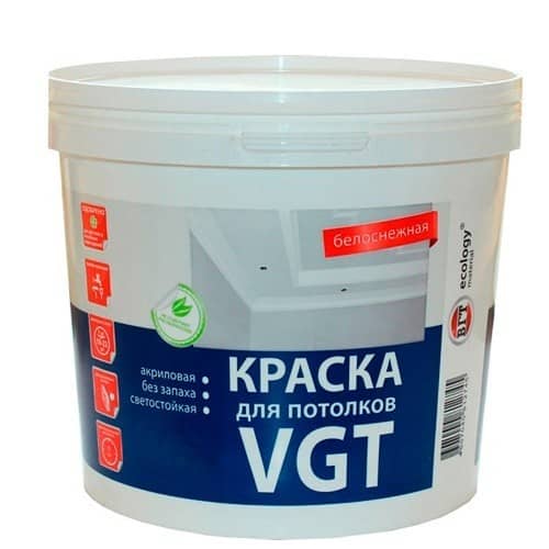Купить Краска VGT ВД-АК-2180 для потолков белоснежная 1,5 кг по низкой цене