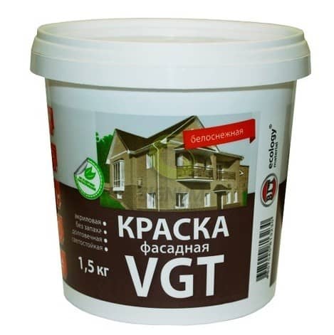 Купить Краска VGT ВД-АК-1180 фасадная белоснежная 1,5 кг по низкой цене