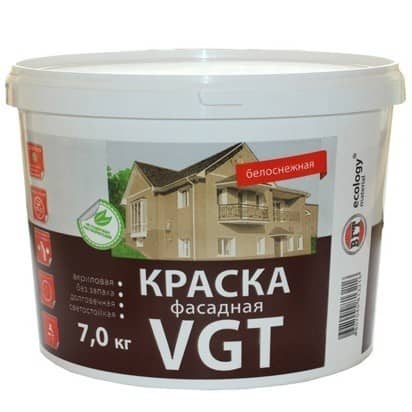 Купить Краска VGT ВД-АК-1180 фасадная белоснежная 7 кг по низкой цене