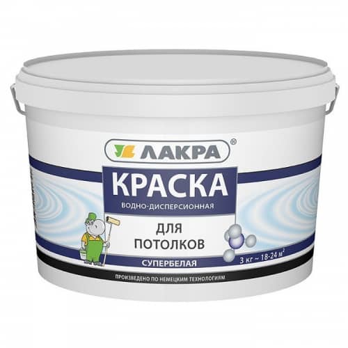 Купить Краска Лакра акриловая для потолков супербелая 3 кг по низкой цене